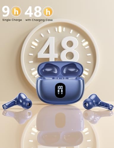 Elevate Your Audio Experience with ZZU 2025 Wireless Earbuds – Superior Big Bass Sound, Ultra-Lightweight Bluetooth Design, Extended 48-Hour Battery Life, IPX7 Waterproof for Active Lifestyles, AI-Enhanced Hands-Free Calling, Seamless Compatibility with i Phone & Android Devices for Music Lovers and Professionals