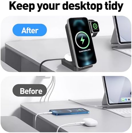 APSARAS 3-in-1 Wireless Charging Station for i Phone 16/15/14/13/12, Air Pods & Apple Watch Series S11 – Stylish Mag Safe Compatible Dock with Enhanced Speed and Safety Features for Clutter-Free Charging Solutions