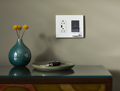 Legrand Radiant RWC826 Premium Wireless USB Charger – Qi-Certified Fast Charging Hub with 15 Amp Tamper-Resistant Outlets & Type A USB Port – Sleek White Design for Effortless Device Powering in Home & Office Environments