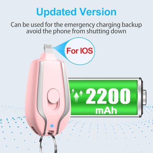 Compact Keychain Portable Charger – 2200 m Ah Emergency Power Bank for i Phone 14/13/12/11/XS/XR/8/7/6 Series – Ultra-Lightweight Fast Charging Battery Pack with Pass-Through Function and Multi-Protection Features – Ideal for On-the-Go Power Backup – White