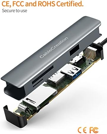 Sleek 5-in-1 USB C Hub Multiport Adapter – Aluminum 4 K HDMI, 1 Gbps Ethernet & 3 USB 3.0 Ports for Enhanced Connectivity on Mac Book Pro/Air, i Pad Pro & Surface Go – Ultimate Solution for Fast Data Transfer & Seamless Streaming
