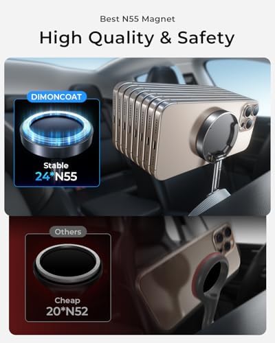 Vacuum Magnetic Phone Holder Stand [89+LBS Strongest Suction & 24*N55 Ultra Magnetic] 360° Adjustable Car Phone Mount for MagSafe Suction Cup, Compatible with Car/Gym/Mirror for iPhone 16 15 – Enhanced Compatibility and Speed