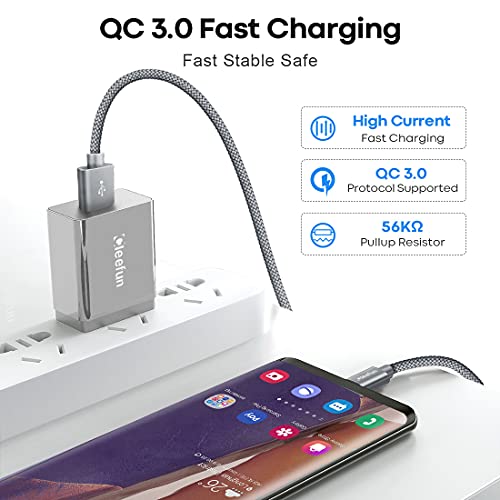 CLEEFUN 20 ft USB Type C Cable – Extra Long Nylon Braided Charger Cord for Fast Charging & Data Transfer, Compatible with Samsung Galaxy Note, LG, Moto, Pixel, Switch & More – Durable & Tangle-Free Design for Ultimate Convenience