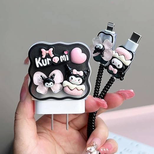 Adorable 3 D Cartoon Charger Protectors – Kitty & Bear Pack of 2 for i Phone 11, 12, 13, 14 Pro Max – Cute Silicone Cable Sleeves for Enhanced Durability & Style – Protect Your Charging Heads from Damage & Dust with Kawaii Designs – Compatible with 18 W & 20 W i Phone Chargers – Lightweight & Portable Charging Accessories for Everyday Use