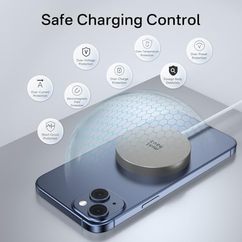 Minthouz Qi2 Magnetic Wireless Charger – 15 W Fast Charging for i Phone 16/15/14/13/12 Series & Air Pods, Sleek Magnetic Charging Pad for Qi-Enabled Devices, Effortless Power Boosts & Streamlined Design, Perfect for Home & Travel, No Adapter Required, Modern Black Finish