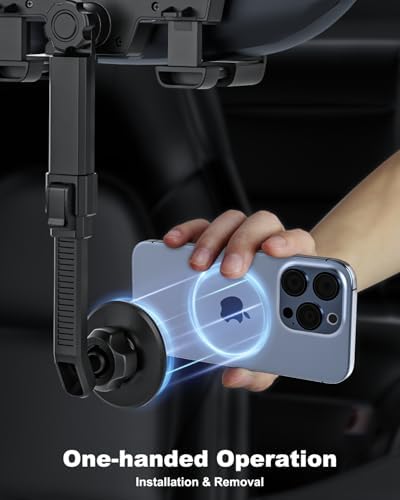 Mag Safe Rearview Mirror Phone Mount for i Phone 11-16 – 24 Powerful Magnets & 4-Clip Stability for Secure Hands-Free Navigation – Stylish Car Accessory for Safe Driving & Easy Installation