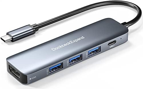 Transform Your Connectivity with Dockteck Expand USB C HUB: 5-in-1 Multiport Adapter Featuring 4 K HDMI, 100 W Power Delivery & 3 USB 3.0 Ports for Mac Book Pro/Air, i Pad Pro/Air/Mini 6 & More – Ultimate Compatibility & Speed Enhancement for Professionals and Creatives