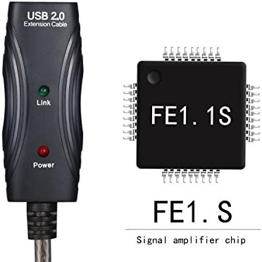 PASOW 50-Foot USB 2.0 A Male to A Female Active Extension Cable with Signal Booster and LED Indicator – Optimal High-Speed Data Transfer for Printers, Keyboards, Game Consoles, and More – Perfect for Home & Office Connectivity Solutions