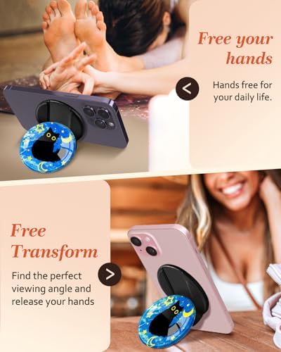 Adorable Cartoon Mag Safe-Compatible Phone Grip Stand – Lightweight Kickstand Ring Holder for Enhanced Usability – Perfect Accessory for i Phone 16/15/14/13/12 with Playful Design for Women and Girls – Durable, Easy-to-Install Magnetic Phone Accessory