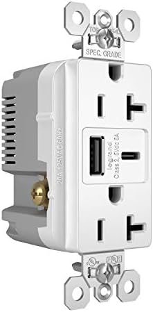 Legrand Pass & Seymour TR15 USBAC6 15 Amp Tamper-Resistant Duplex Outlet with Ultra-Fast 6.0 A USB A/C Charging Ports – Ideal Commercial and Residential Solution for Rapid Device Power-Up in Elegant Brown Finish