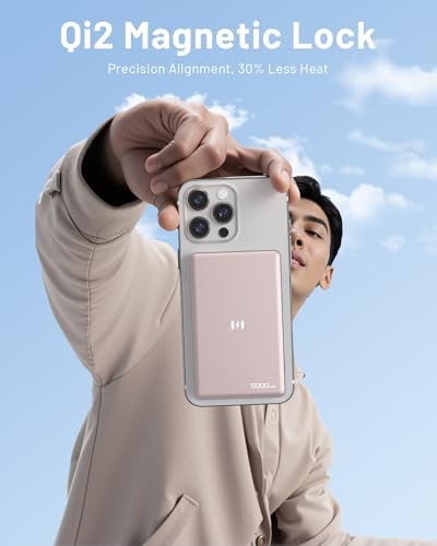 Ultra-Slim Mag Safe Battery Pack – 15 W Qi2 Certified Fast Wireless Charger for i Phone 12/13/14/15/16 – 5000 m Ah Portable Power Bank with PD20 W USB-C Cable – Perfect Travel Companion for On-the-Go Power Solutions