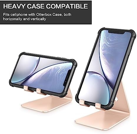 OMOTON Adjustable Cell Phone Stand, C2 Aluminum Desktop Phone Holder Dock Compatible with iPhone 15 14 13 Xs XR 8 Plus 7 6, Samsung Galaxy, Google Pixel, Android Phones – Enhanced Compatibility and Speed
