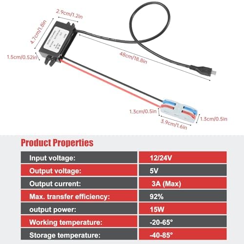 Rugged IP67 Waterproof USB Charging Hub – High-Efficiency DC-DC Converter for Trucks, Off-Grid Solar Systems, and Marine Use – 10-90 V to 5 V 3 A (15 W) Power Supply for Extreme Conditions – Durable, Dustproof, and Shock-Resistant for Reliable Charging Anytime, Anywhere