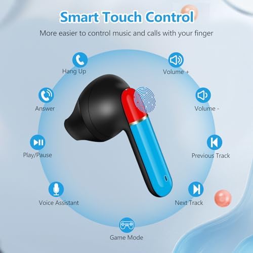 Dual Pack Bluetooth 5.3 Wireless Earbuds with Touch Control – Perfect for Kids & Adults, Includes Compact Charging Case for Ultimate Convenience and Enhanced Compatibility