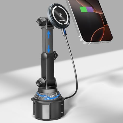 OHLPRO for MagSafe Cup Holder Car Mount Charger for iPhone 16, 15W Fast Charging Magnetic Cupholder Phone Mount, Compatible with iPhone 15 14 13 12 Series, for Kids Road Trip Essentials, Black – Enhanced Compatibility and Speed
