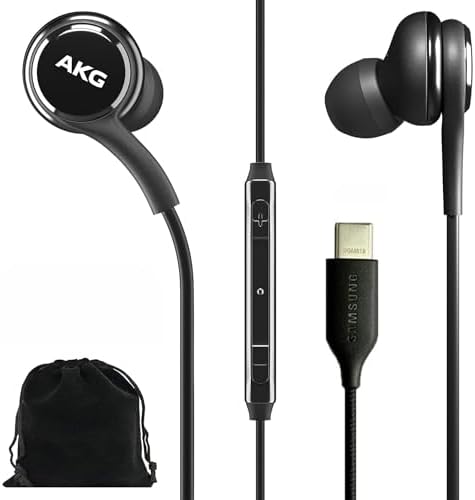SAMSUNG AKG USB Type C In-Ear Headphones: Unmatched Audio Clarity & Durability with Braided Cable, Built-In Remote & Mic – Perfect for Galaxy A Series Devices, Includes Elegant Velvet Pouch for Ultimate Portability – Designed for Music Enthusiasts and Professionals