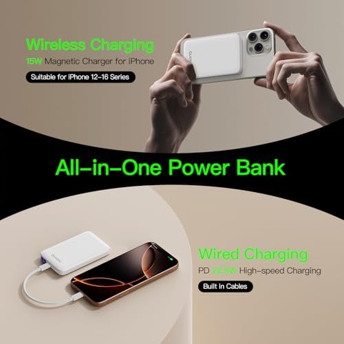 2025 Magnetic 15 W Slim Power Bank for i Phone – 5000 m Ah Magsafe Battery Pack with 20 W Fast Charging, Wireless Charger with LED Display for i Phone 12/13/14/15/16 Series – Ultimate Portability and Enhanced Charging Efficiency