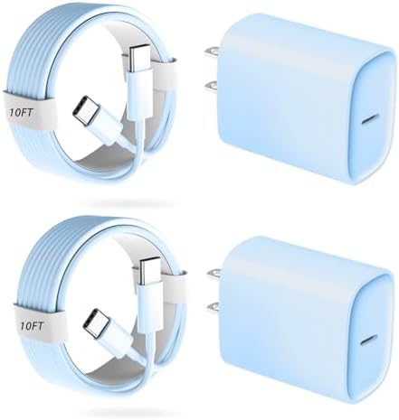 Unlock Rapid Charging Efficiency with the 20 W USB-C Power Adapter and 10 ft Cable – Ideal for i Phone 16, 15 Pro, and Galaxy S24 for Ultimate Portability and Convenience