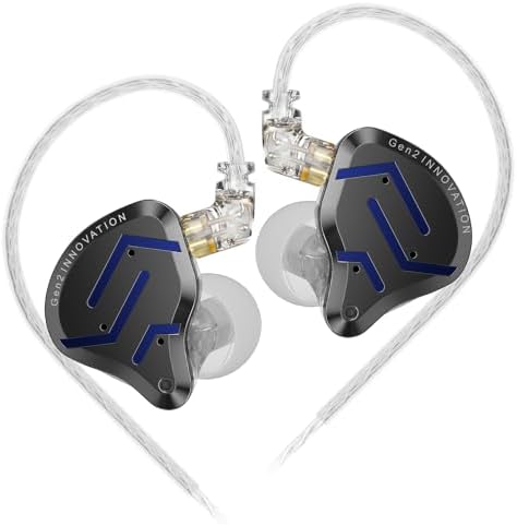 KZ ZSN Pro Hybrid In-Ear Earbud Headphones – High-Fidelity Audio with Dynamic Driver & Balanced Armature, Stylish Metal Faceplate, Detachable Cable for Custom Connectivity – Perfect for i Phone & Android Use, Ideal for Fitness & Everyday Listening (Blue, No Mic)