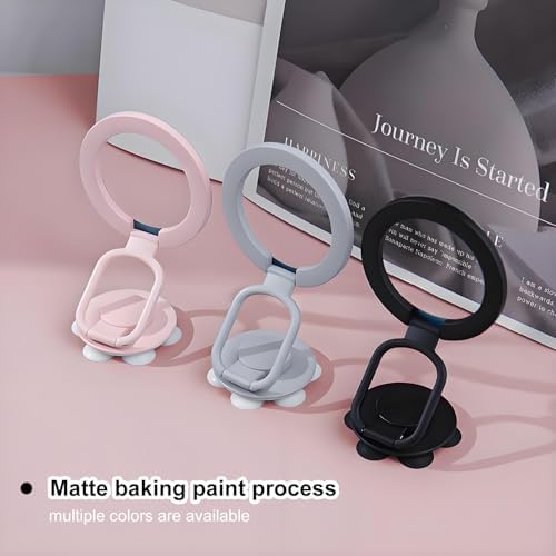 Versatile Magnetic Phone Holder with Suction Cup – Multifunctional Stand, Ring Grip, and Kickstand for i Phone 16/15/14/13/12 Series & Mag Safe (Elegant Pink) – Experience Enhanced Stability and Style