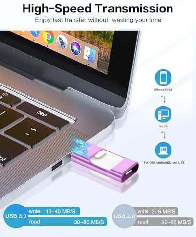 256 GB i Phone Photo Stick – High-Speed USB Flash Drive for Effortless Data Transfer & External Storage for i Phone/i Pad/PC (Sleek Blue Design) – Expand Your Memory with Style and Reliability