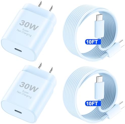 30 W USB-C Fast Charging Block with 10 FT Type C Cable – Ultimate Charging Solution for i Phone 16/15 Series and Beyond – Compact, High-Efficiency Power Adapter for Home and Travel Use – Safe and Reliable Device Charging
