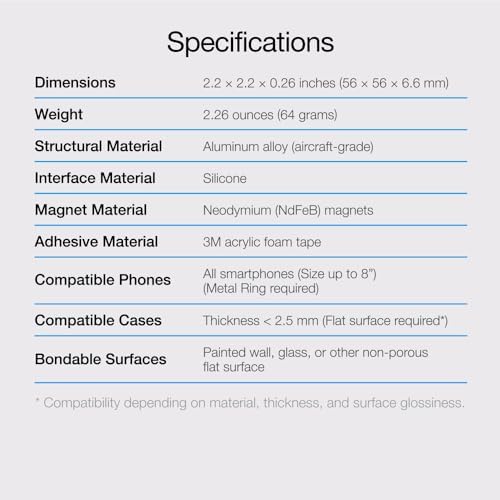 Just Mobile AluDisc Mini Magnetic Aluminum Wall/Mirror/Table/Treadmills/Cross-Trainer Mount Strong Magnet for iPhone/Galaxy and All Smartphones, 2-Pack (ST-500SI) – Enhanced Compatibility and Speed