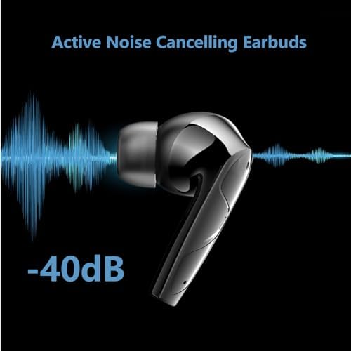Elevate Your Audio Experience with True Wireless Active Noise Cancelling Earbuds – Bluetooth Headphones Featuring Built-In Microphone for Hands-Free Calls, Ergonomic Comfort, Extended Battery Life, and Perfect Compatibility with i Phone & Android for Workouts and Everyday Use