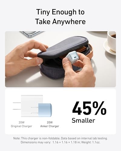 Anker 20 W USB-C Charger Block – Ultra-Compact Fast Charging Solution with Power IQ 3.0 for i Phone 16/15, Galaxy, Pixel 4/3, and i Pad – Versatile, Reliable, and Travel-Friendly Power Adapter for Rapid Device Charging (Cable Not Included)