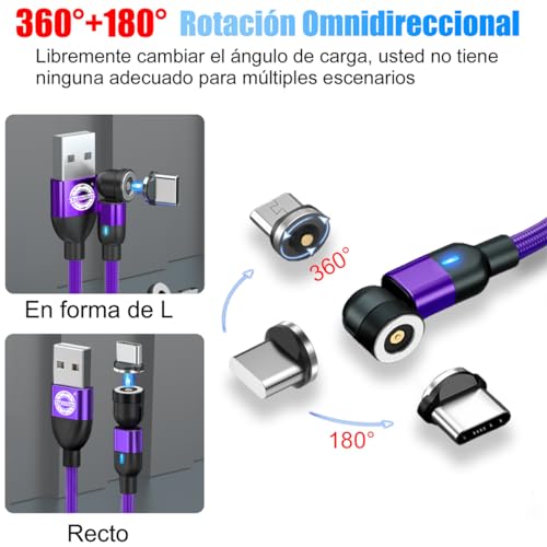 Revolutionary 3-in-1 Magnetic Charging Cable Set – Versatile Micro USB, Type-C, and Lightning Compatibility with 360° Rotating Connectors and LED Status Indicator – Durable, High-Quality Blue Cables Available in 3 FT and 6 FT Lengths for Ultimate Convenience On-the-Go