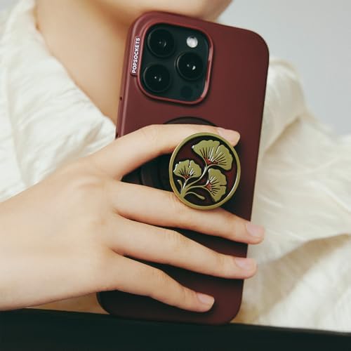 Magnetic Pop Grip for Mag Safe – Elegant Enamel Rose Noir | Multifunctional Phone Stand with Secure Grip & Customizable Swappable Top | Effortless Hands-Free Viewing Kickstand | Wireless Charging Compatible Accessory for Enhanced Smartphone Usability