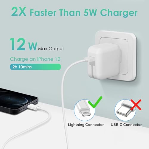 Ultimate 10-Foot Fast Charging Duo for i Pad & i Phone – Dual 12 W Foldable Travel Chargers with Extra Long USB to Lightning Cables – Perfect for Travelers Seeking Enhanced Compatibility and Portability