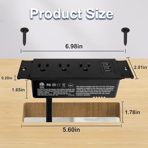 Revolutionize Your Charging Experience with the Docking Drawer Charging Station – Sleek Mounted Outlet Kit for Tidy Installation, 5 FT UL Listed Power Cord, Innovative Spring Cable for Device Compatibility and Safety, Perfect for Home Offices and Modern Workspaces