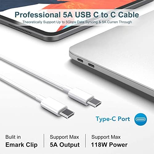 Ultra-Fast 118 W USB-C Mac Book Pro Charger with 6.6 ft Cable – Enhanced Compatibility for M1, M2, M3, M4 Models & i Pad Pro – Optimal Charging Efficiency, Overheat Protection & Compact Design for All USB-C Devices