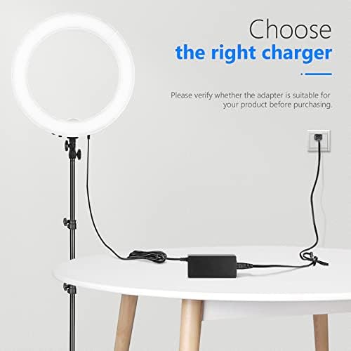 Universal AC to DC 12 V 3 A Power Supply Adapter with 6.5 ft Cable – Reliable Power Solution for 480 LED Video Lights & Ring Lights, UL Listed US Plug for Optimal Safety and Performance