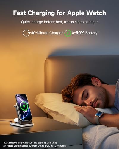 Ultimate 3-in-1 Mag Safe Charging Station: Fast Wireless Dock for i Phone 16/15, Apple Watch & Air Pods with Detachable 5000 m Ah Portable Charger – Sleek Design & Enhanced Compatibility for Efficient Power Solutions