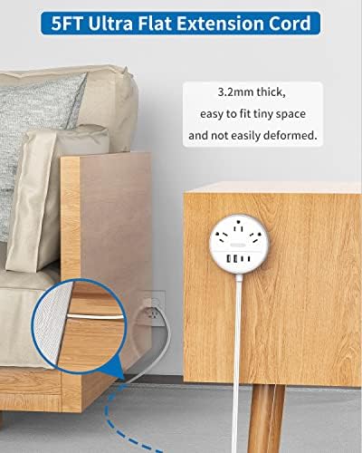 NTONPOWER 10 FT 2 Prong to 3 Prong Power Strip with 4 USB Ports – Wall-Mountable Non-Grounded Outlet Adapter for Enhanced Device Charging and Flexible Placement in Older Homes – 180° Non-Polarized Design for Maximum Convenience and Safety