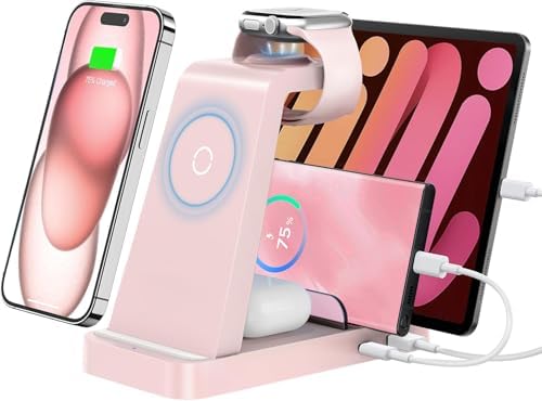 Revolutionize Your Charging Routine with the 5-in-1 Wireless Charging Station for i Phone – Fast, Efficient Dock for i Phone 16, 15, 14, 13, 12 Pro Max, Apple Watch, and Air Pods – Enhanced Compatibility, Intelligent Power Delivery, and Sleek Design for Clutter-Free Convenience