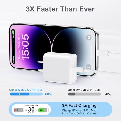Ultimate Fast Charging i Phone Accessory Bundle – Apple MFi Certified 2 Pack Type C Wall Charger and 6 FT USB C to Lightning Cables for i Phone 14/13/12/11/Xs Max/XR/X/Air Pods Pro – Unmatched Speed and Durability for Everyday Use