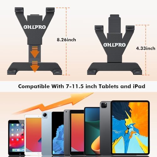 OHLPRO 360° Adjustable Tablet Holder for Car – Versatile Suction Cup Mount for 7″-13″ i Pad and Tablets – Sturdy Arm Clip for Optimal Viewing – Enhanced Compatibility for Windshield & Truck Vent Use – Perfect for Navigation & Entertainment During Road Trips – Durable and Easy to Clean Design
