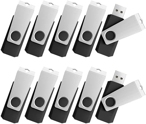 TOPESEL 10 Pack 16 GB USB 2.0 Flash Drives – Sleek Swivel Design for Effortless Data Transfer and Enhanced Compatibility – Ideal for Personal and Professional Use – Reliable Portable Memory Sticks in Classic Black – Perfect for Backups, File Sharing, and On-the-Go Storage