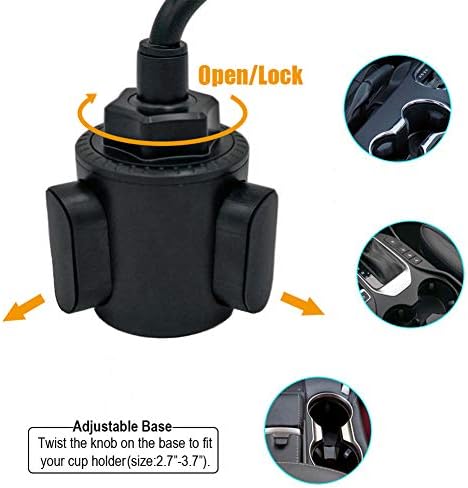 Innovative Adjustable Gooseneck Cup Holder Phone Mount with Fast Wireless Charging – Securely Holds i Phone & Samsung Devices for Effortless Hands-Free Navigation, Ideal for Daily Commuting and Road Trips – Enhanced Compatibility with i Phone 13 Pro Max, Galaxy S21+ and More