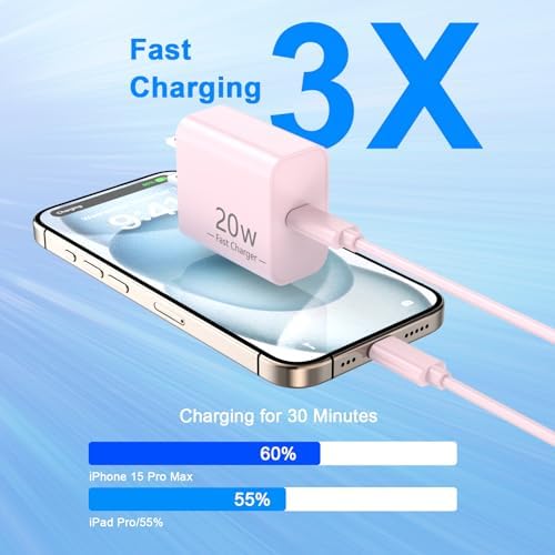 Power Up Your i Phone 16/15: 10 FT Fast Charging Cable Duo with 20 W USB-C Wall Chargers – Ultimate Connectivity for Your i Phone 16 Plus, Pro, Max, and 15 Series – Extended Reach and Rapid Charge Efficiency for On-the-Go Power Solutions