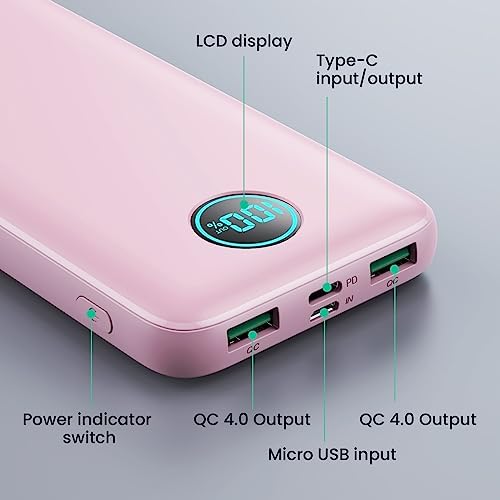 Ultra-Slim 10800 m Ah Portable Power Bank with LCD Display – Dual QC 4.0 & PD Fast Charging for i Phone 15, Android & Samsung Galaxy – Lightweight Travel Companion for Continuous Device Power