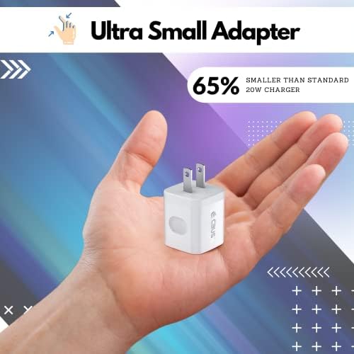 CBUS 20 W Fast Charging Cube AC Adapter – High-Efficiency USB-C Power Block for Apple Devices Including i Phone 16/15/14/13/12/11/Pro/Max and i Pad Models – Compact and Safe Wall Charger for Rapid Power Delivery and Enhanced Device Compatibility (White)
