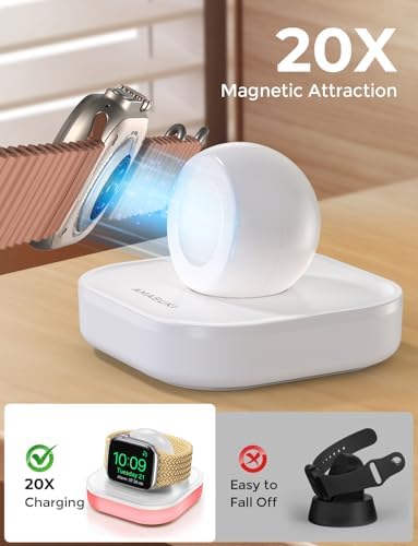 Magnetic Apple Watch Charger Dock with Customizable Colorful Ambient Lighting – Rapid Charging Solution for All Series Including Ultra 2 – Sleek, Portable Design for Home & Travel with USB Cable Included