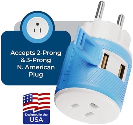 OREI Switzerland Travel Plug Adapter with Dual USB Ports – Ultimate Type J Charging Solution for USA Devices – Fast, Efficient Power for i Phones, Laptops, Tablets & More – Essential Travel Accessory for Hassle-Free Connectivity