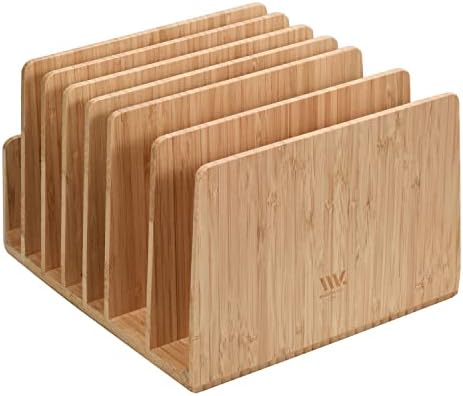 Eco-Conscious Bamboo Multi-Device Organizer: Five-Slot Desk Solution for Laptops, Tablets, and Smartphones – Streamlined Charging & Tidy Cable Management for a Sophisticated Workspace, Lightweight & Travel-Friendly