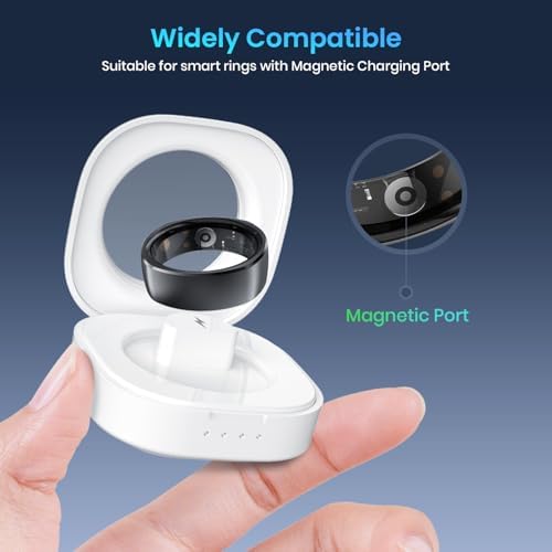 Portable Magnetic Charger Dock for Smart Rings – Fast 480 m Ah Battery Charging Case with Indicator Light, Powers Up to 20 Charges – Sleek White Design for Enhanced Compatibility and On-the-Go Convenience