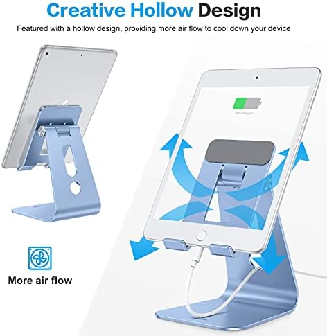 OMOTON Versatile Adjustable Tablet Stand for Desk – Enhanced Stability with Extended Arms for i Pad Pro/Air/Mini & Larger Smartphones – Stylish Purple Holder for Optimal Viewing Comfort and Clutter-Free Workspace